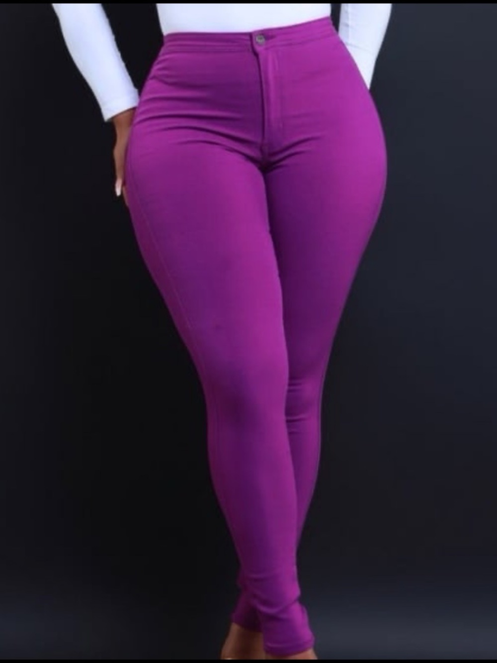 Boutique | Dark Purple Stretchy High Waist Jeans